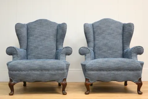 Twin blue wingchairs