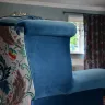 Armchair recovered with contrasting back and modified arm