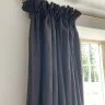 Pair of Linen Cottage Headed Curtains – lined only.