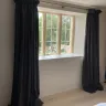 Pair of Linen Cottage Headed Curtains – lined only.