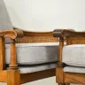 Wooden Cane Chairs in a Herringbone Fabric