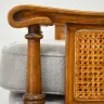 Wooden Cane Chairs in a Herringbone Fabric