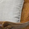 Wooden Cane Chairs in a Herringbone Fabric