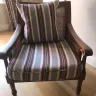Wooden Cane Chairs in a Herringbone Fabric