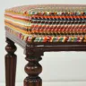 Colourful Reupholstered Footstool with Beautiful Wooden Legs