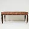 Colourful Reupholstered Footstool with Beautiful Wooden Legs