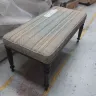 Colourful Reupholstered Footstool with Beautiful Wooden Legs