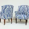 George Smith Chairs Reupholstered in a Manuel Canovas Jacquard Weave