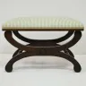 Wooden Stool Recovered in a Striped Fabric and Trim