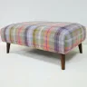 Footstool Reupholstered in a Colourful Plaid Wool Fabric