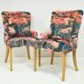 Dining Chairs Reupholstered in a Colourful Printed Velvet