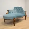 Chaise lounge reupholstered using traditional techniques and materials