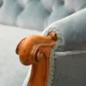 Chaise lounge reupholstered using traditional techniques and materials
