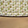 Wooden stool recovered in a woven fabric