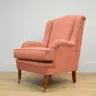 A high back Wesley Barrell chair, recovered in a small scale diamond chenille fabric