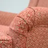 A high back Wesley Barrell chair, recovered in a small scale diamond chenille fabric
