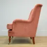 A high back Wesley Barrell chair, recovered in a small scale diamond chenille fabric