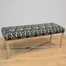 Metallic X - frame stool in a Romo x temperley london fabric