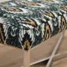 Metallic X - frame stool in a Romo x temperley london fabric