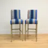 Barstools Reupholstered in a Striped Fabric
