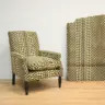 Duo Headboard and Armchair Reupholstered in an Amazing Patterned Fabric