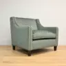 Bespoke Radley Chair Upholstered in a Patterned Teal Fabric With Piping
