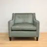 Bespoke Radley Chair Upholstered in a Patterned Teal Fabric With Piping