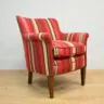 Reupholstered Striped Armchair with Studding Details