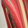 Reupholstered Striped Armchair with Studding Details