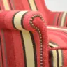 Reupholstered Striped Armchair with Studding Details