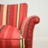 Reupholstered Striped Armchair with Studding Details