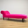 Antique Chaise Longue Reupholstered With a Bright Pink Velvet