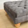 Dark Grey Upholstered Ottoman With Deep Buttoning