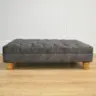 Dark Grey Upholstered Ottoman With Deep Buttoning