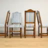 Set of Blue Striped Cut Velvet Reupholstered Dining Chairs