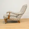 Laidback Armchair Reupholstered In a Patterned Cut Velvet Fabric