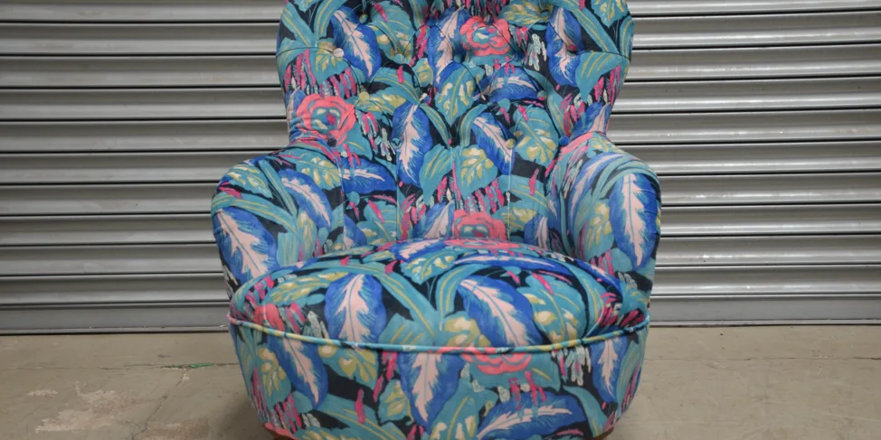 Iron backed chair - stripped & recovered