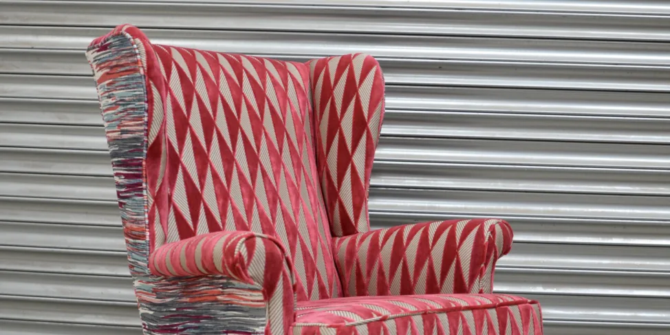 Wing Chair Recovered - Contrasting Fabric