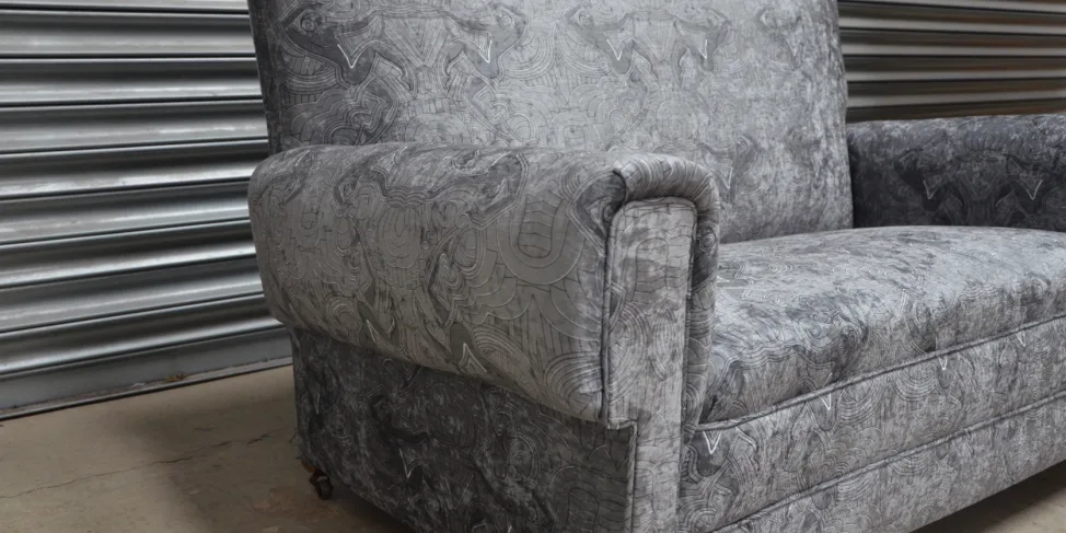 Art Deco Sofa, Traditionally upholstered