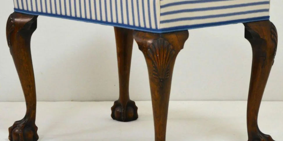 Striped Piano Stool with Double Piping