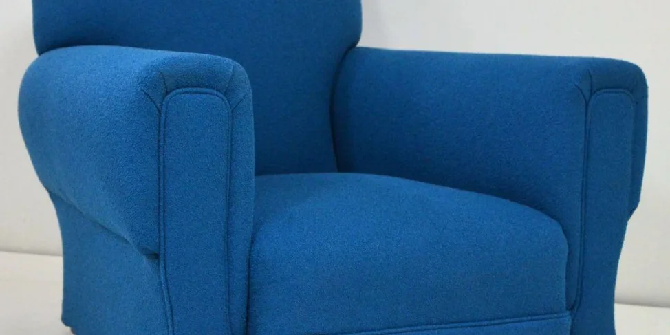 Club Style Chair Recovered in a Small Boucle Fabric