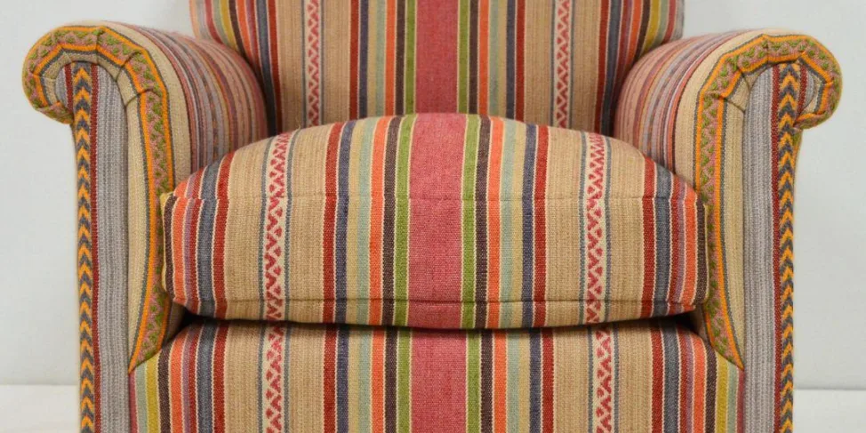 Armchair Reupholstered in a Mulberry Home Jute and Cotton Woven Fabric