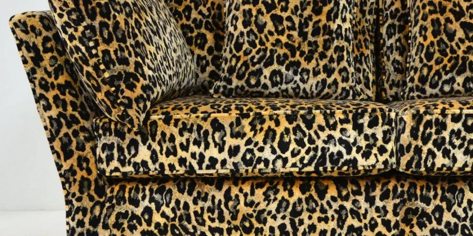 Handcrafted Hampden Sofa in a Leopard Print Velvet