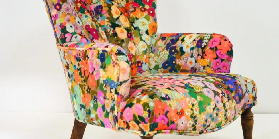 Button Back Chair Reupholstered in a House of Hackney Printed Velvet