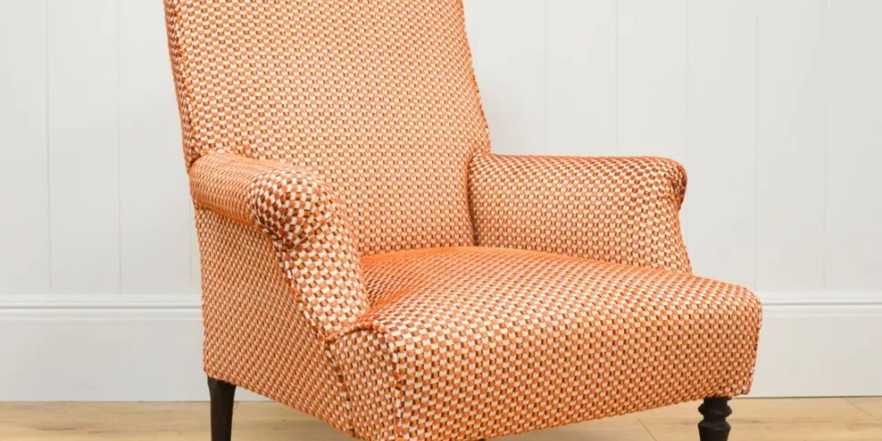 Armchair recovered in a cut velvet from Manuel Canovas
