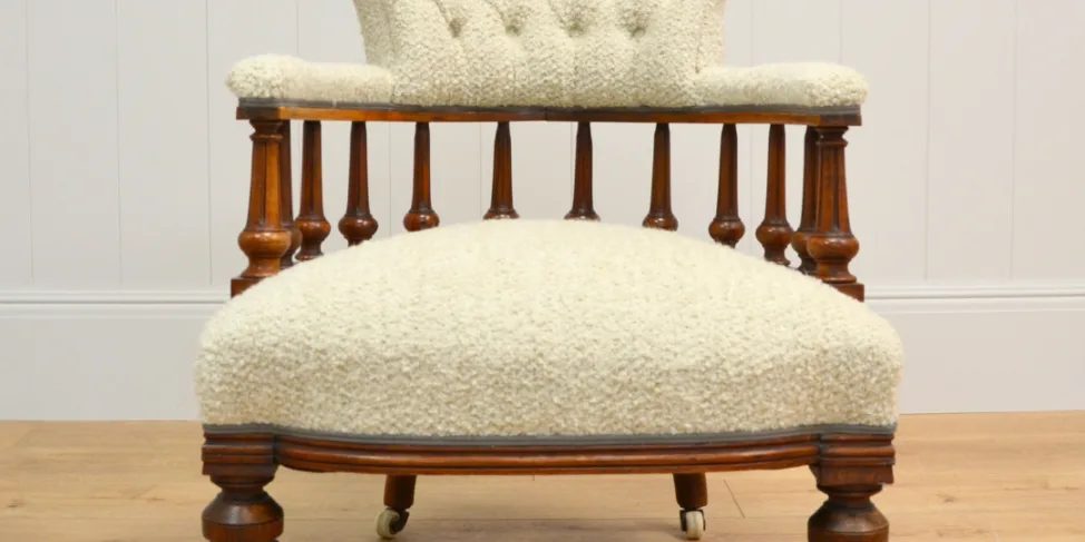 Little Antique Chair Reupholstered In a Boucle Fabric