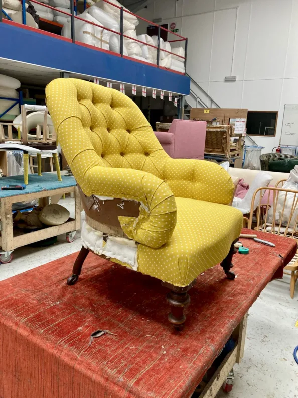 Reupholstered Buttoned Back Chair