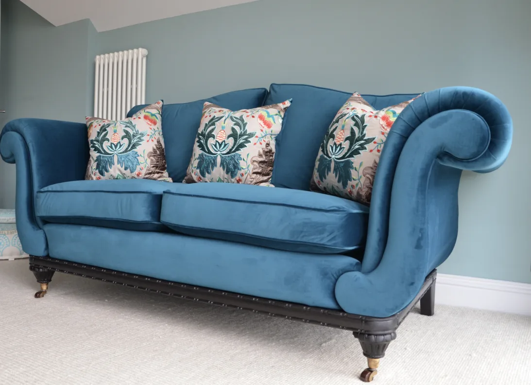 Sofa reupholstered & arms modified