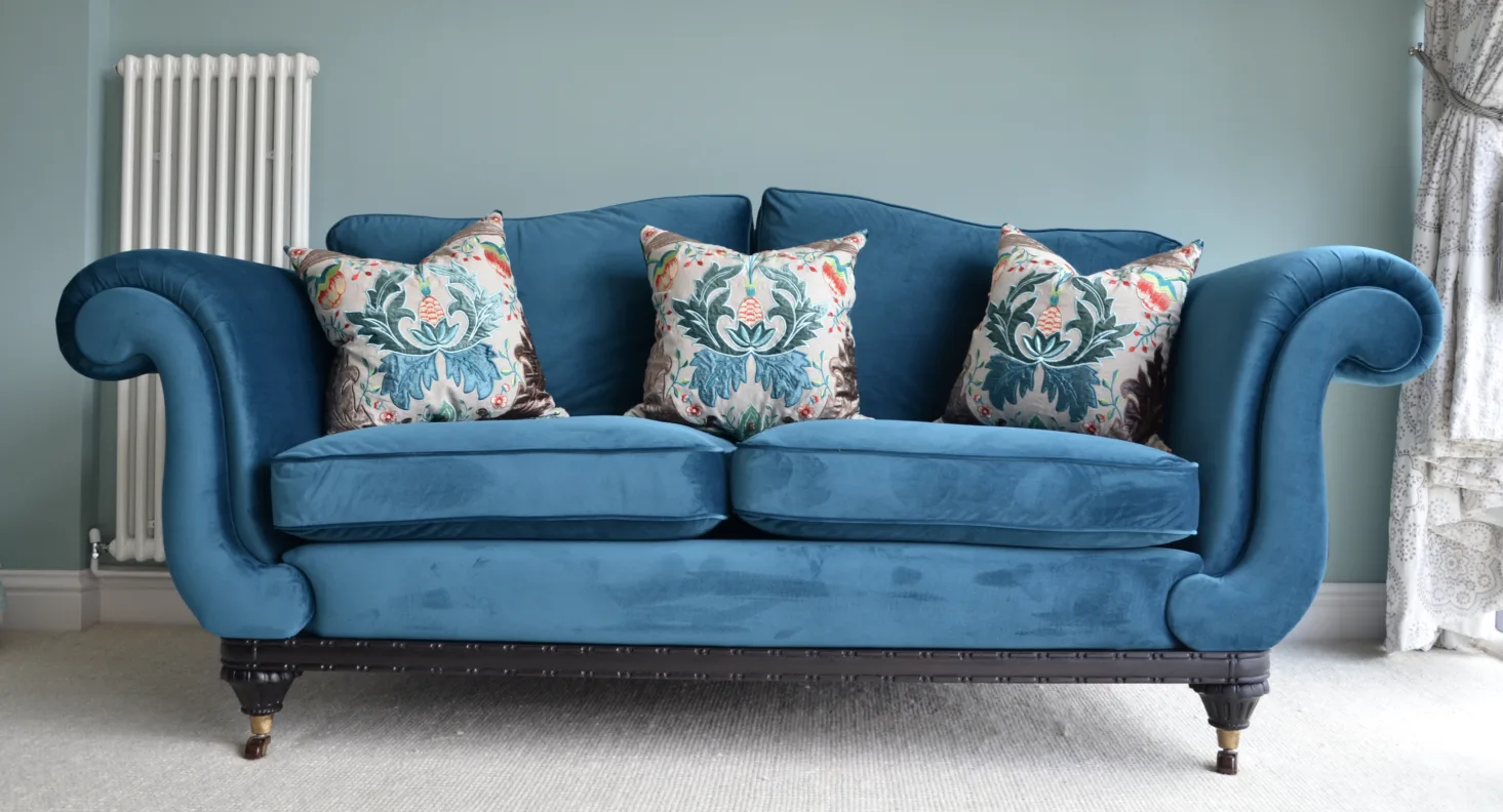 Sofa reupholstered & arms modified