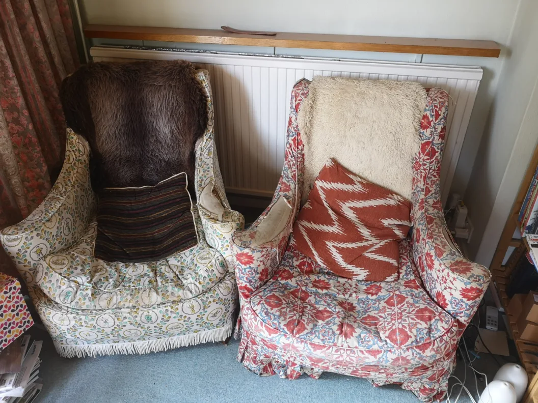 Recovered Box Pleat chairs